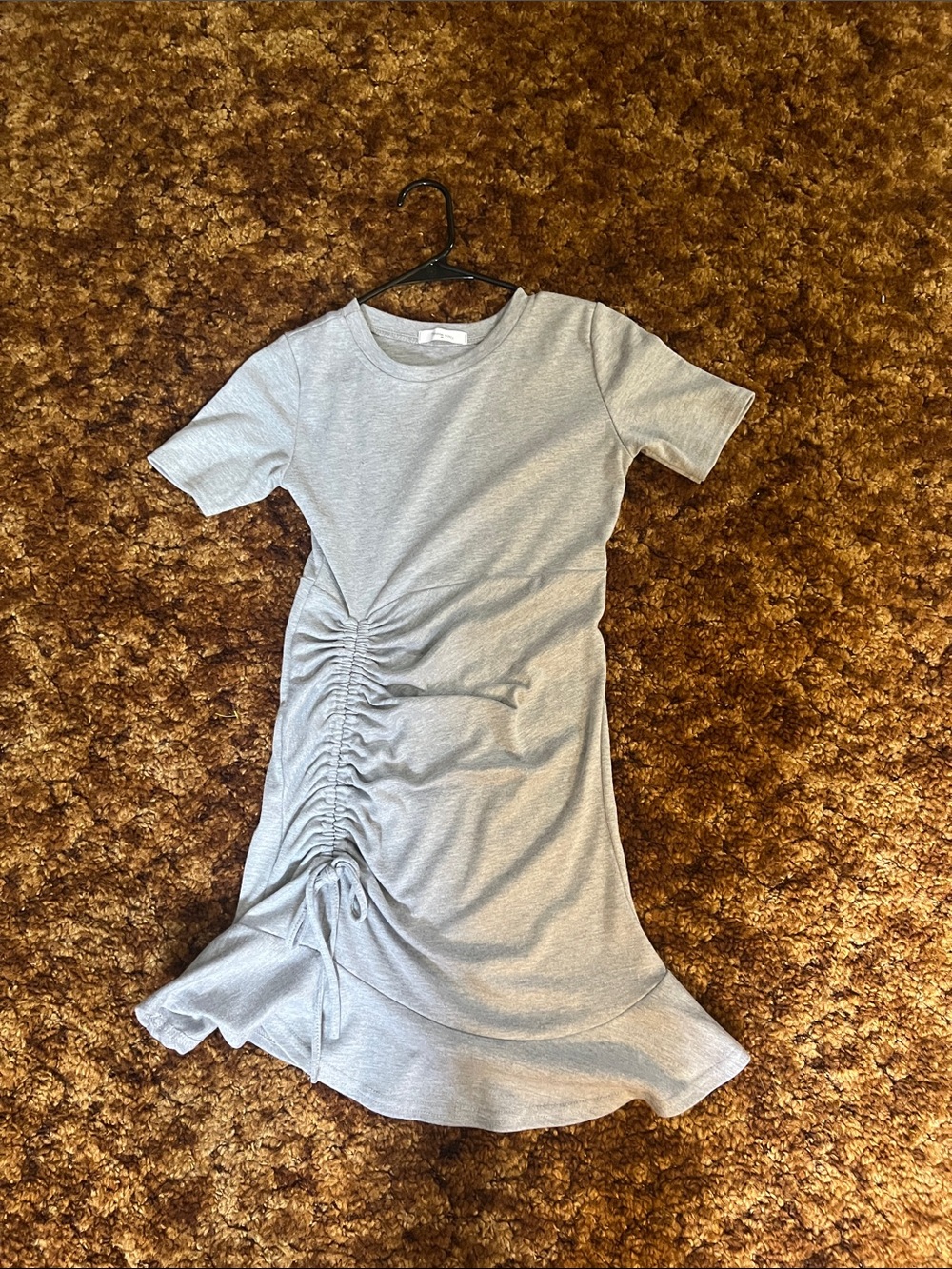Casual Ruched Short Sleeve Dress - Light Gray